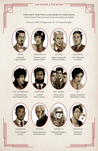 The gods of the early 20th Century, from the Wicked & The Divine 1923 one-shot
